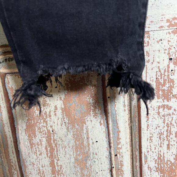 Flying Monkey Black Jeans Women's 32 Chew Hem Button Fly Stretch High Rise - Picture 4 of 12